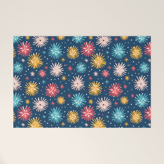 Colorful firework explosion party sky pattern Welcome Mat Gallery Image 1