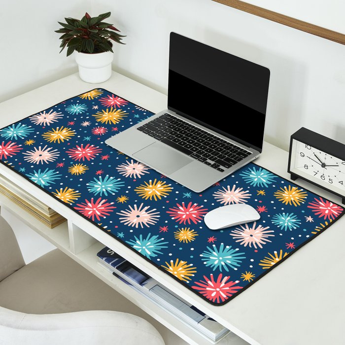 Colorful firework explosion party sky pattern Desk Mat Gallery Image 2