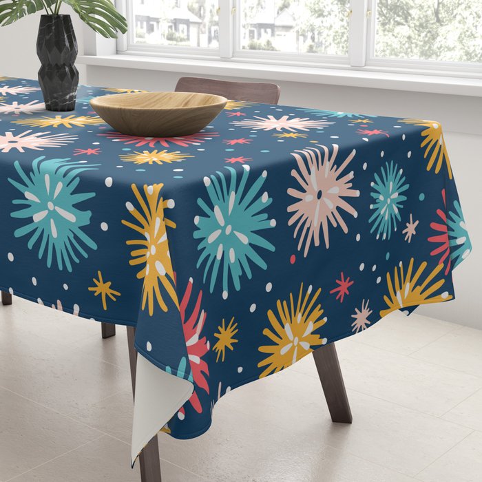 Colorful firework explosion party sky pattern Tablecloth Gallery Image 3