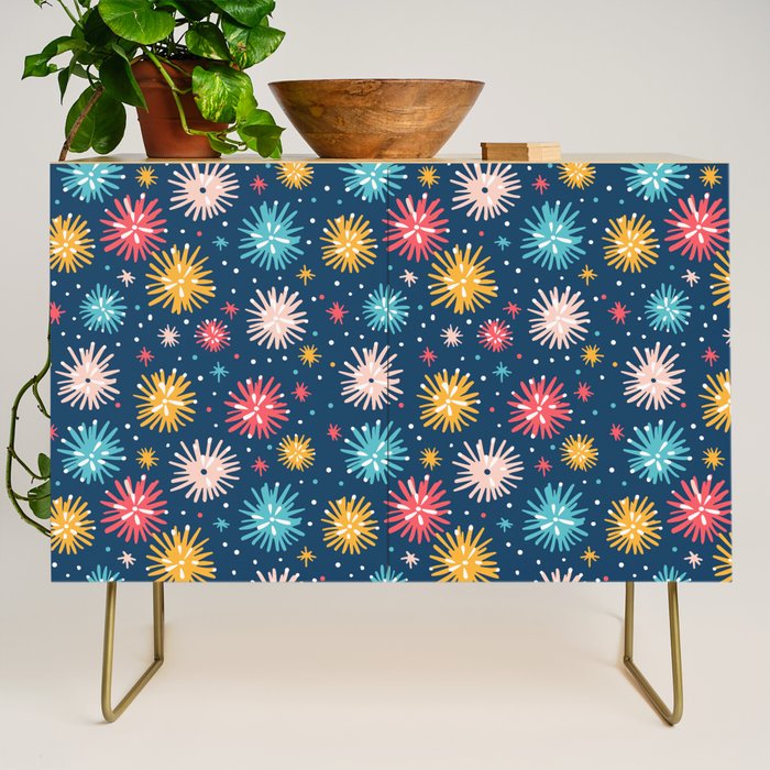 Colorful firework explosion party sky pattern Credenza Gallery Image 1