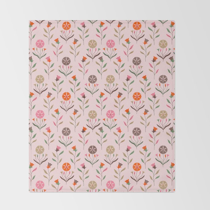 Folk Meadow - Spring Blush Throw Blanket Gallery Image 2