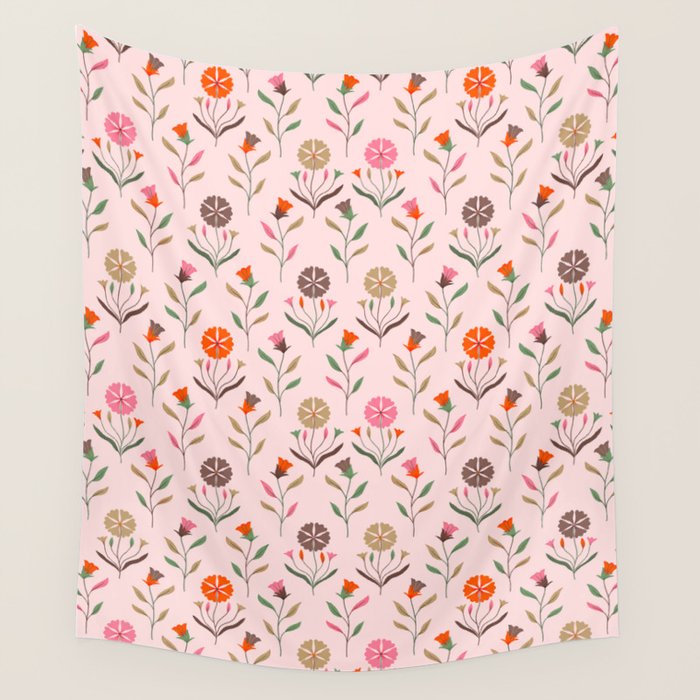 Folk Meadow - Spring Blush Wall Tapestry Gallery Image 1