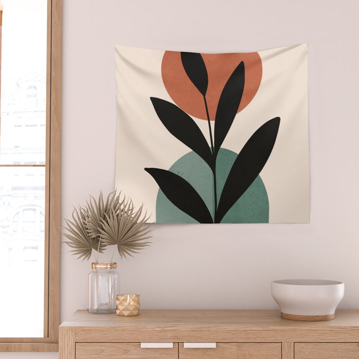 Abstract Art Tropical Leaf 16 Wall Tapestry Gallery Image 2
