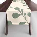 Abstract Leaves Print, Ivory and Green Table Runner Gallery Image 1