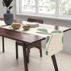 Abstract Leaves Print, Ivory and Green Table Runner Gallery Image 2