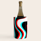 Trippy Glitch Retro Liquid Swirl Abstract Pattern Black White Red Cyan Wine Chiller Gallery Image 2