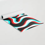 Trippy Glitch Retro Liquid Swirl Abstract Pattern Black White Red Cyan Yoga Mat Gallery Image 2