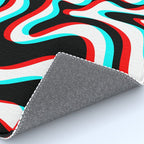 Trippy Glitch Retro Liquid Swirl Abstract Pattern Black White Red Cyan Rug Gallery Image 4