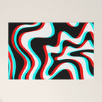 Trippy Glitch Retro Liquid Swirl Abstract Pattern Black White Red Cyan Welcome Mat Gallery Image 1