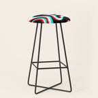 Trippy Glitch Retro Liquid Swirl Abstract Pattern Black White Red Cyan Stool Gallery Image 1
