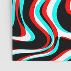 Trippy Glitch Retro Liquid Swirl Abstract Pattern Black White Red Cyan Poster Gallery Image 3