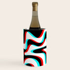 Trippy Glitch Retro Liquid Swirl Abstract Pattern Black White Red Cyan Wine Chiller Gallery Image 3