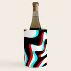 Trippy Glitch Retro Liquid Swirl Abstract Pattern Black White Red Cyan Wine Chiller Gallery Image 1