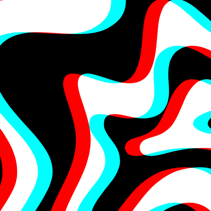 Trippy Glitch Retro Liquid Swirl Abstract Pattern Black White Red Cyan Coffee Mug Gallery Image 2