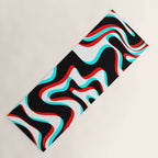 Trippy Glitch Retro Liquid Swirl Abstract Pattern Black White Red Cyan Yoga Mat Gallery Image 1