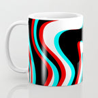 Trippy Glitch Retro Liquid Swirl Abstract Pattern Black White Red Cyan Coffee Mug Gallery Image 3