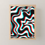 Trippy Glitch Retro Liquid Swirl Abstract Pattern Black White Red Cyan Mini Art Print Gallery Image 1