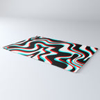 Trippy Glitch Retro Liquid Swirl Abstract Pattern Black White Red Cyan Rug Gallery Image 3