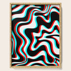 Trippy Glitch Retro Liquid Swirl Abstract Pattern Black White Red Cyan Serving Tray Gallery Image 1