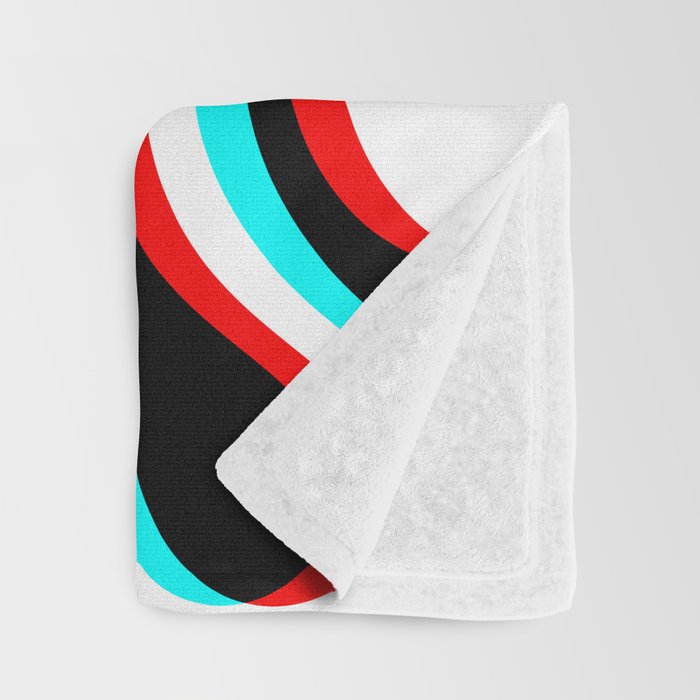 Trippy Glitch Retro Liquid Swirl Abstract Pattern Black White Red Cyan Throw Blanket Gallery Image 3