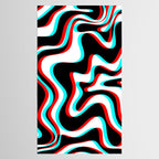 Trippy Glitch Retro Liquid Swirl Abstract Pattern Black White Red Cyan Tablecloth Gallery Image 2