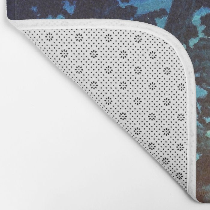 Full Moon Rising - Nature Ukiyo Landscape in Blue & Black Bath Mat Gallery Image 2