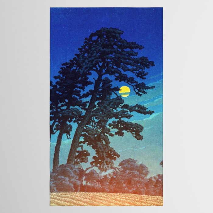Full Moon Rising - Nature Ukiyo Landscape in Blue & Black Tablecloth Gallery Image 2