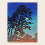 Full Moon Rising - Nature Ukiyo Landscape in Blue & Black Poster Gallery Image 4