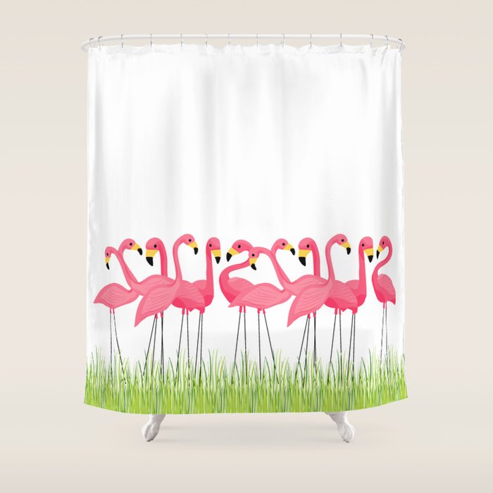 Cuban Pink Flamingos Shower Curtain Gallery Image 1
