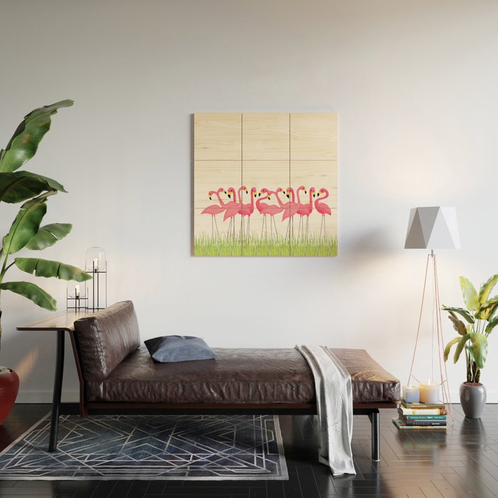 Cuban Pink Flamingos Wood Wall Art Gallery Image 2