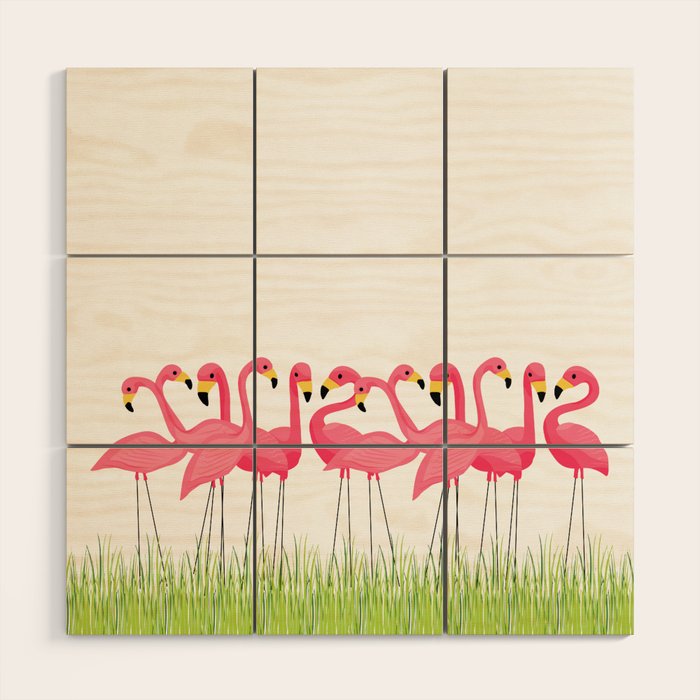 Cuban Pink Flamingos Wood Wall Art Gallery Image 1