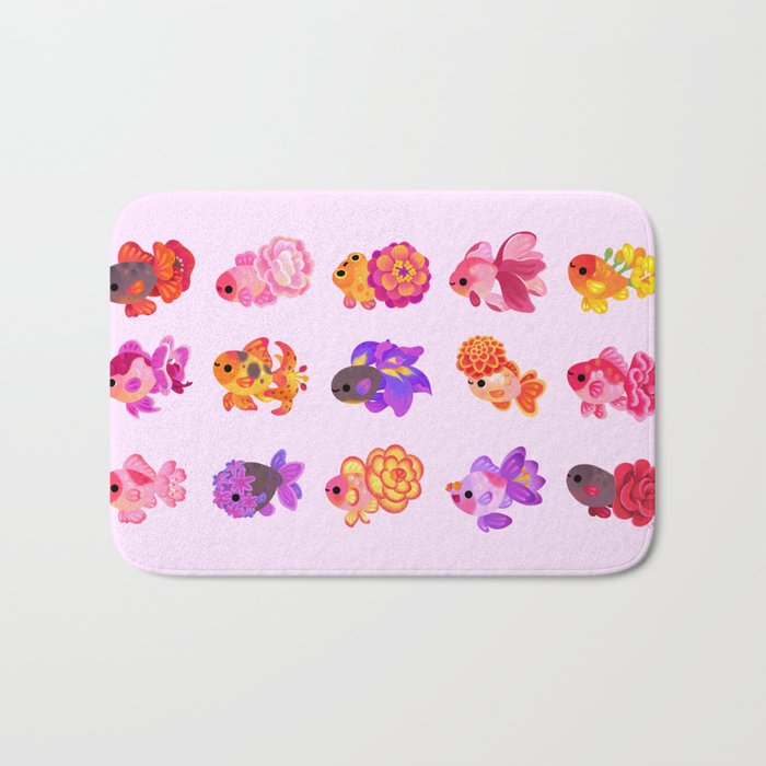 Flower goldfish - bright Bath Mat Gallery Image 1