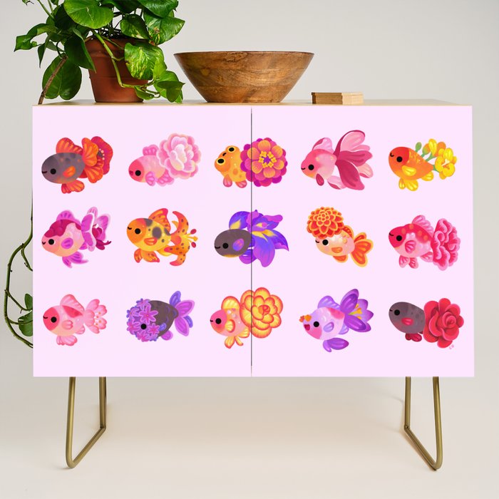 Flower goldfish - bright Credenza Gallery Image 1