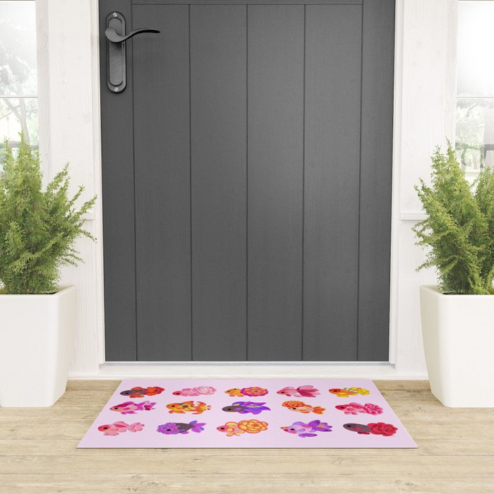 Flower goldfish - bright Welcome Mat Gallery Image 3
