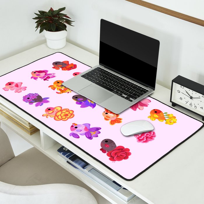 Flower goldfish - bright Desk Mat Gallery Image 2