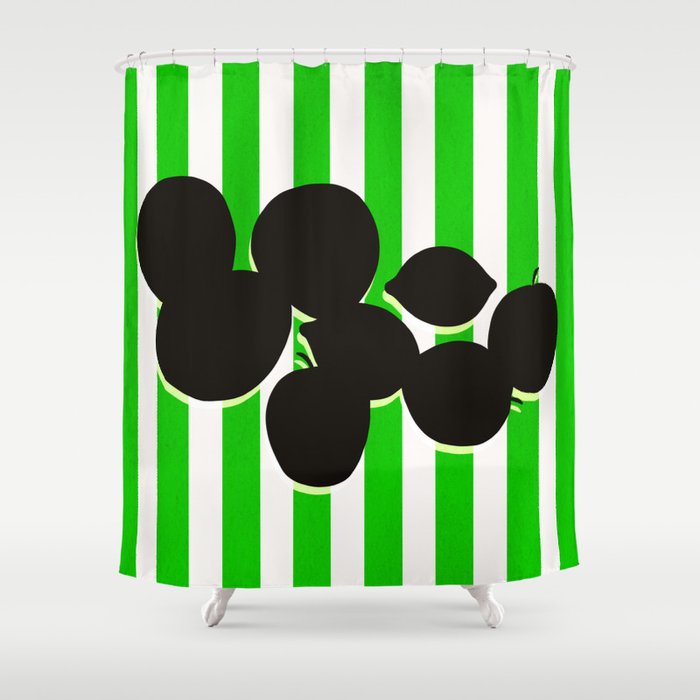Still life - green stripe Shower Curtain Gallery Image 1