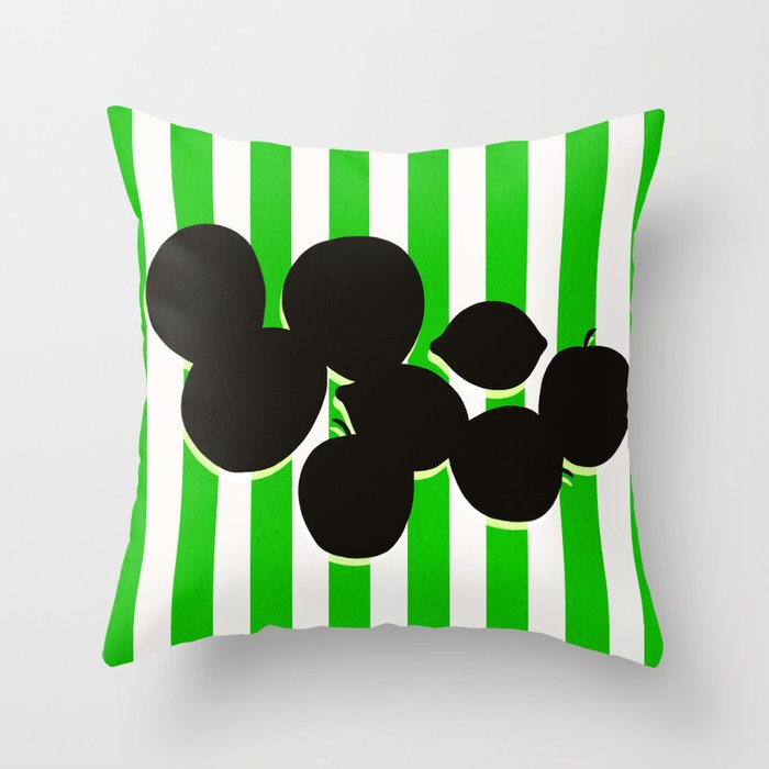 Still life - green stripe Throw Pillow Gallery Image 6
