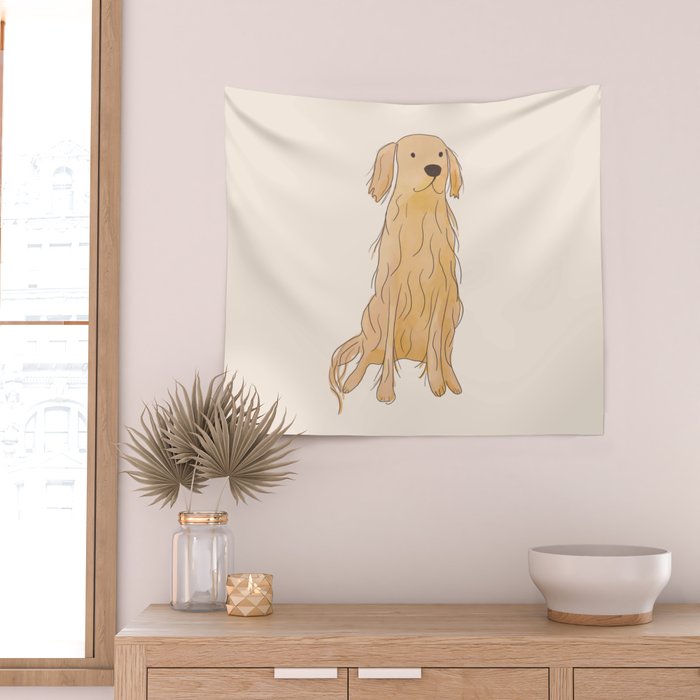 Life is golden dog drawing Wall Tapestry Gallery Image 2