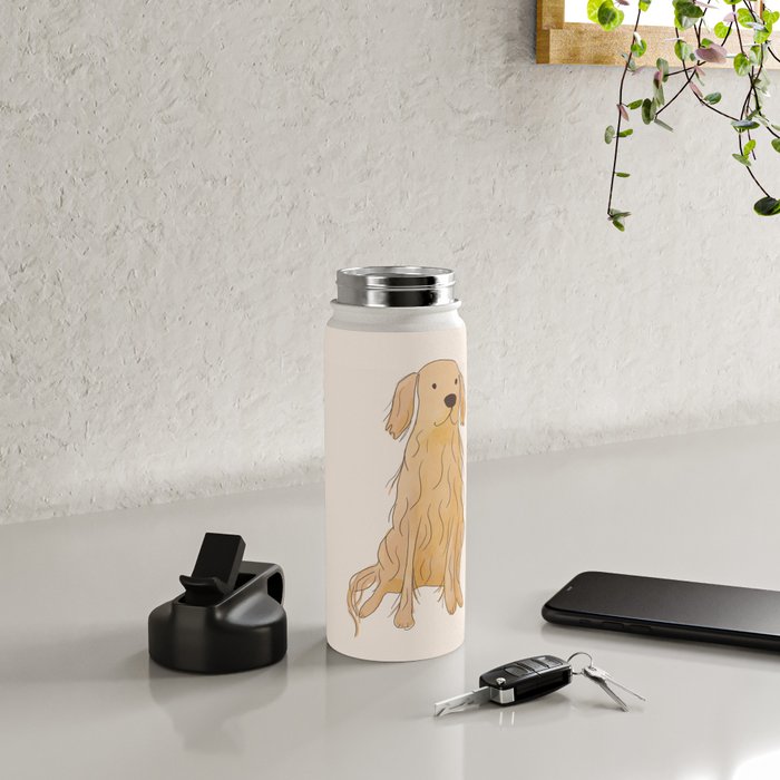 Life is golden dog drawing Water Bottle Gallery Image 4
