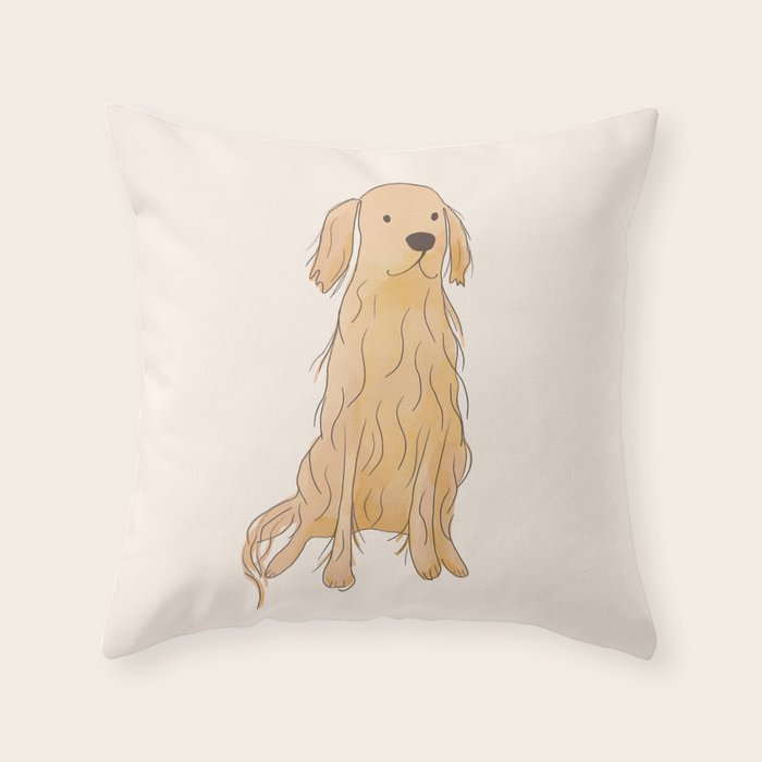 Life is golden dog drawing Throw Pillow Gallery Image 6