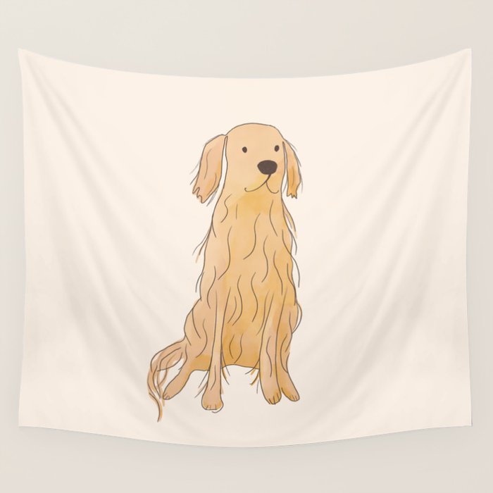 Life is golden dog drawing Wall Tapestry Gallery Image 4