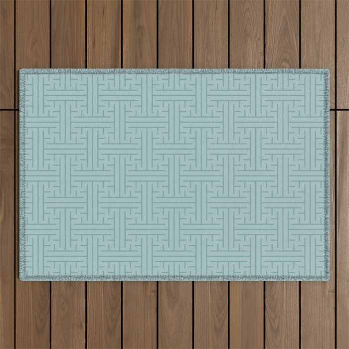 Serene Blue Maze Pattern Outdoor Rug Gallery Image 1