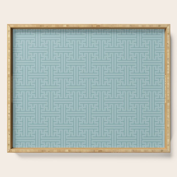 Serene Blue Maze Pattern Serving Tray Gallery Image 1