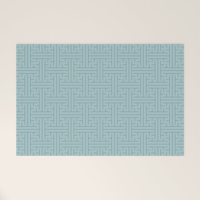 Serene Blue Maze Pattern Welcome Mat Gallery Image 1
