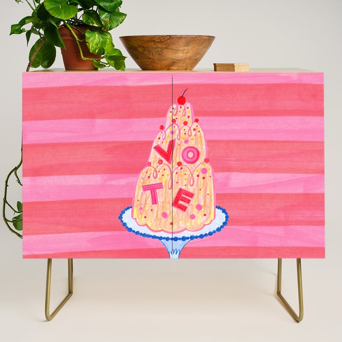 Mold the Future & Vote in Cherry Red Credenza Gallery Image 1