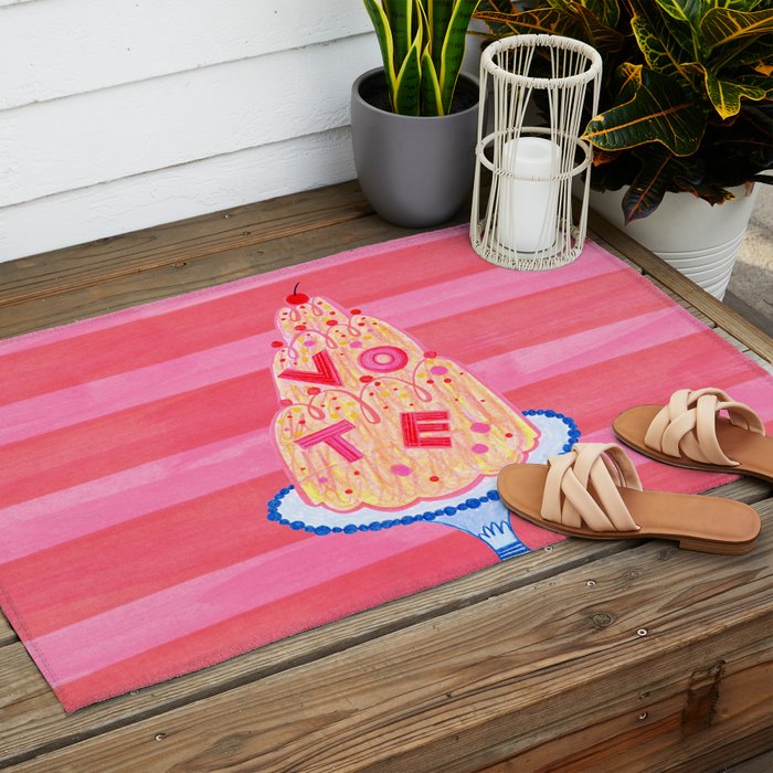 Mold the Future & Vote in Cherry Red Outdoor Rug Gallery Image 2