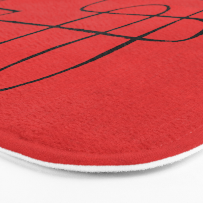 Minimalist Minimal Line Drawing Line Art Maze Red Painting Mid Century Modern Cool Retro Funky Trendy Bath Mat Gallery Image 3