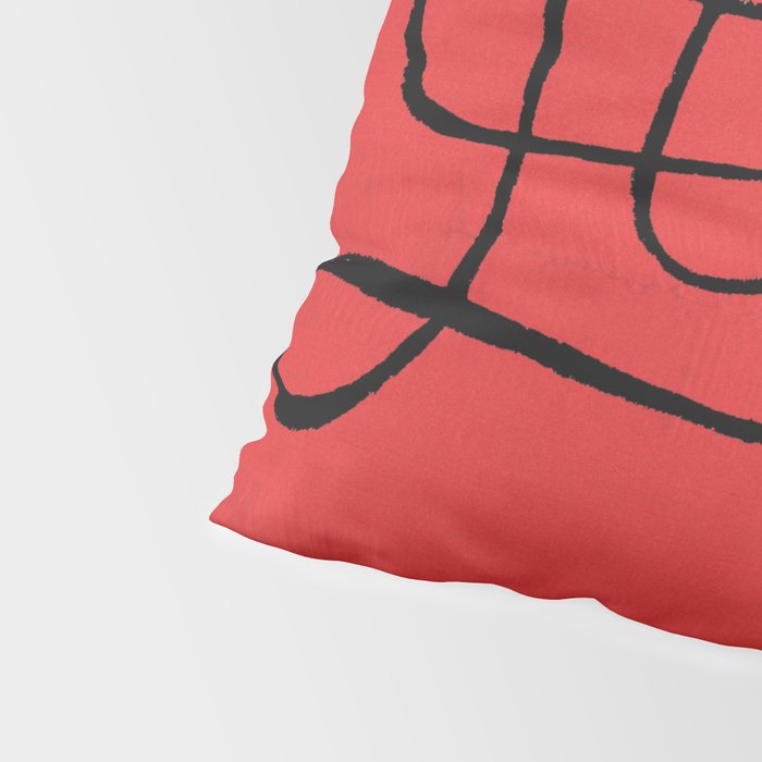 Minimalist Minimal Line Drawing Line Art Maze Red Painting Mid Century Modern Cool Retro Funky Trendy Pillow Sham Gallery Image 4