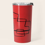 Minimalist Minimal Line Drawing Line Art Maze Red Painting Mid Century Modern Cool Retro Funky Trendy Travel Mug Gallery Image 2