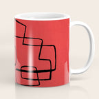 Minimalist Minimal Line Drawing Line Art Maze Red Painting Mid Century Modern Cool Retro Funky Trendy Coffee Mug Gallery Image 1